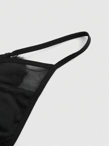 ROMWE Plus Size Sexy Panties With Faux Fur Tail, Kawaii Cat Design - Black - View 4