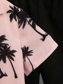 SHEIN Tween Boy Tropical Print Shirt & Shorts Without Tee