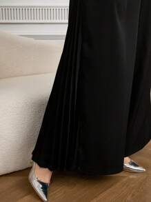 Modelyn Plus Size Solid Color Casual Loose Fit Pants, Everyday Wear - Black - View 4