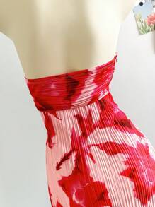 Soleia 女士花卉印花度假前系带迷你抹胸连衣裙 - 粉色 - 查看 7