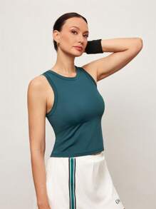 Activina Casual Solid Color Slim Fit Fitness Athletic Tank Top - Green - View 3
