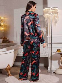 Leopard Print Vegetable Fiber Pajama Set For Women - Multicolor - View 2