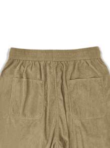 Manfinity Hypemode Pantalones de pana holgados para hombre con parche con letras