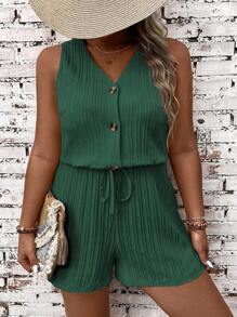 EMERY ROSE Combinaison oversize sans manches de couleur unie, mode minimaliste adaptée à l'été