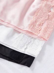 3pcs Set Faux Silk Lace Trim Shorts - Multicolor - View 6