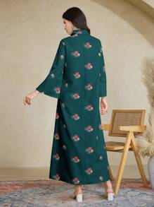 Al Najma 女士土耳其长袍和阿拉伯传统长袍连衣裙、卡夫坦和贾拉比亚，端庄 - 水鴨藍 - 查看 2