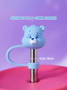 SHEIN X Care Bears 可爱蓝色小熊吸管套，防尘可重复使用，适用于直径 8-10 毫米的吸管，本产品不含吸管，情人节礼物