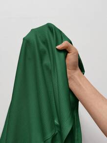 SHEIN Privé Áo thun tay ngắn màu trơn cỡ lớn, thời trang tối giản, phù hợp cho mùa hè - Màu xanh lá cây đậm - Xem 7