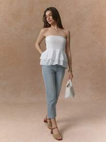 Écloséra Parte superior tubo tipo babydoll con espalda de tirantes en estilo patchwork para vacaciones