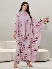 Al Najma Women's Turkish Long Dress & Arabic Traditional Long Robe Kaftan Jalabiya Dress - Pink - View 5