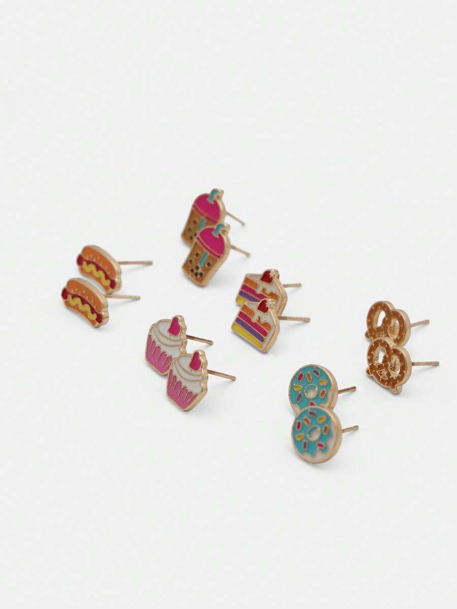 SHEIN 6 Pairs Desert Accent Stud Earrings Set For Teens - one-size - View 1