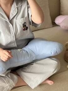 DAZY Young Girl Plaid Short Sleeve Top And Long Pants Pajama Set, Spring/Summer - Grey - View 5