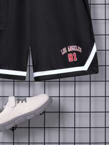 SHEIN Tween Boys' Casual Color Block Sleeveless Vest Top And Shorts Set, Tween Size