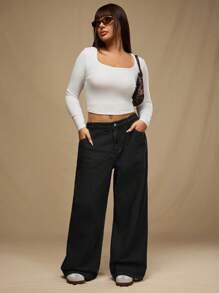 Forever 21 Vaqueros informales y holgados de pierna acampanada talla grande