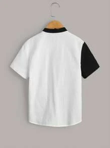 SHEIN Boys Patched Detail Colourblock Shirt - Grey - View 2