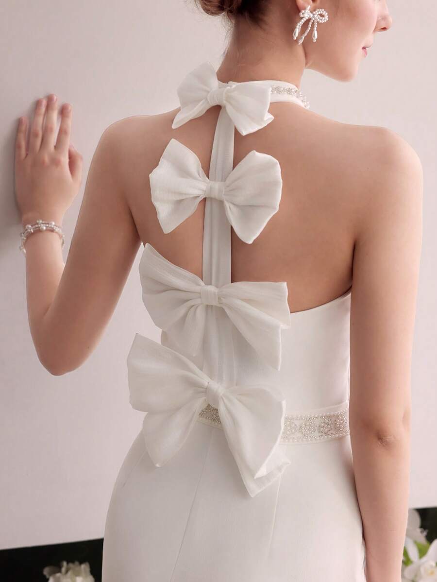 MOTF Soiréza BOW DETAIL BIAS CUT COCKTAIL DRESS - White - View 2