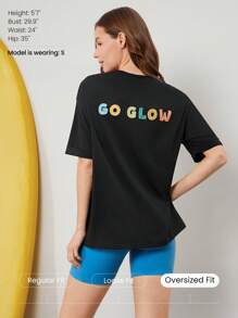 GLOWMODE X Nature Dream Bali Pima Cotton Comfy Oversized Embroidered Logo Tee T-Shirt Daily Casual Wear - Black - View 2