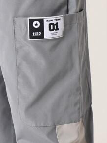 SUMWON 弹性裤脚运动裤，运动性能尼龙慢跑裤，带实用口袋，侧面板细节，街头风格，青少年训练裤 - 灰色 - 查看 5