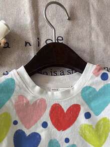 SHEIN Tween Girls Casual Minimalist Short Sleeve Round Neck T-Shirt, Suitable For Summer - White - View 4