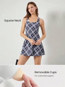 GLOWMODE FeatherFit™-Air Peekaboo Alltagskleid mit eingebauter Shorts-Tasche, rutschfest, leichte Unterstützung, Yoga-Studio, Frühlings- und Sommerkleid, schnelltrocknend, feuchtigkeitsableitend