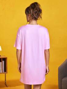 Nick 90s X SHEIN Women's Cartoon Figure Graphic Short Sleeve Nightgown