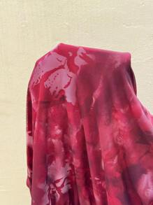 SHEIN EZwear Plus Size Red Printed Strapless Dress