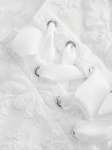 SHEIN MOD 加大码女式花卉提花黑色吊带背心，情人节女式束身衣上衣，女式夏季衬衫，白色 - 白色 - 查看 3