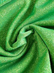 Soleia Swim Suits For Women,Summer Outfits For Women,Bikini Set,Beachwear,Vacation Outfits Woman,Beach Outfits For Woman,Women's Fashion Holiday Summer Moss Green Gold And Silver Knitted Tube Top Mini High Slit Skirt Beach Bikini Three-Piece Set,Decorated With Metallic Starfish Accessories