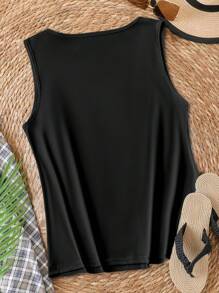 Calvaya Plus Size Summer Women's Sleeveless Top With Letter And Flower Patterns 'When You Can't Find The Sunshine BE THE Sunshine' Graphic Tank Top