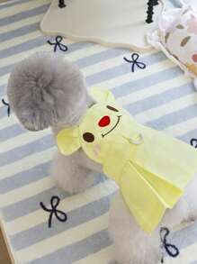 PETSIN Yellow Sweet Ruffled Bunny Ear Decor Dog Dress, Lightweight & Breathable, Pullover Design, Fit For Summer & Spring - Yellow - View 2