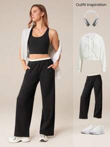 GLOWMODE FeatherFit™ Longline Crossover Strap Sports Bra Light Support Yoga Studio Gym Daily Fall Winter - Black - View 7