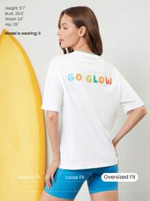 GLOWMODE X Nature Dream Bali Pima Cotton Comfy Oversized Embroidered Logo Tee T-Shirt Daily Casual Wear - White - View 2
