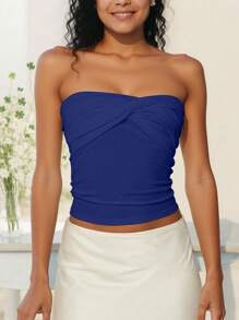 INAWLY Top bandeau de unicolor para mujer, minimalista y elegante, adecuado para el verano
