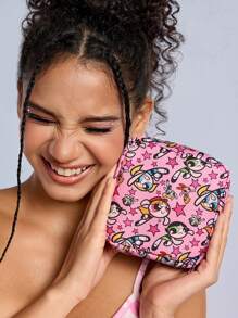 THE POWERPUFF GIRLS X SHEIN 1个花朵、泡泡、毛茛图案涤纶纤维收纳袋，可用作女性卫生用品收纳袋、数码产品收纳袋、小物件收纳袋，花朵、泡泡、毛茛、爱、友谊、Y2K、情人节