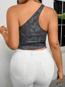 SHEIN Privé Plus Size Women Summer Elegant Comfortable Casual Holiday Patterned PU Sleeveless Blouse