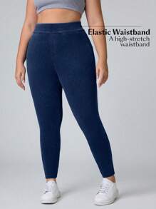 Flexra Plus Size Stretch Slim Fit Stretchy Knit Casual Jeans - Dark Wash - View 4