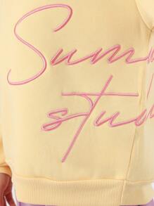 SUMWON Casual Oversize Pullover Sweatshirt With Summer Script Typography Print, Essential Loungewear Athleisure Top For Spring Fall