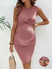 SHEIN Ropa de maternidad y lactancia de moda minimalista, adecuada para el verano - Rojo - Ver 1