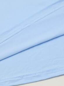 EMERY ROSE 大码纯色半袖 T 恤，夏季休闲 V 领 T 恤，女士大码服装图案 T 恤女式上衣 - 淺藍色 - 查看 3