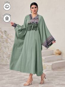 Al Najma Women's Solid Color Simple Arabic Style Dress, Suitable For Summer,Modest - Mint Blue - View 6