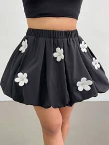 POPSWAY Plus Size Women Simple Style Casual Daily Skirt - Black - View 5