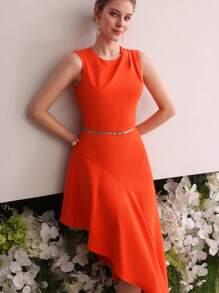 MOTF Soiréza ASYMMETRICAL HEM COCKTAIL DRESS - Burnt Orange - View 7