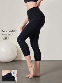 GLOWMODE 21" FeatherFit™ Capris Yoga Leggings Buttery Soft Non See-Through Tummy Control Gym Tights With Hidden Pocket At Waist Fall Winter