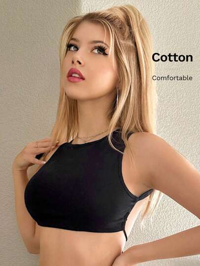 Sweetina 露背系带短款 Y2K 短款紧身胸衣黑色上衣