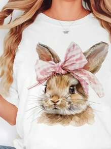 INAWLY Women T-Shirts Easter Bunny Shirt Women, He Is Risen, Easter Shirt, Christian Easter Shirt, Retro Easter Shirt, Christian Shirt For Easter, Easter Shirts For Women, Fashion Now, Fashion Tee Tops Shirts, Aesthetic T-Shirts, Siblings Gift, Gift For Sister
