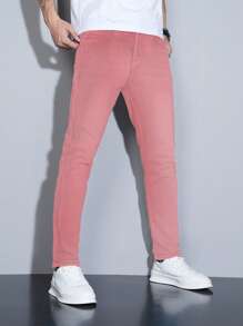 Manfinity Homme Men's Casual Minimalist Solid Color Tapered Jeans