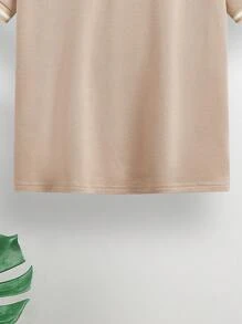 Camisa tipo polo de unicolor al estilo de uniforme escolar para niños preadolescentes - Caqui - Ver 5