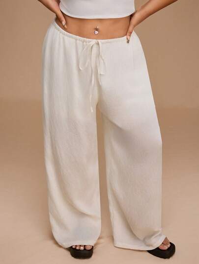 Forever 21 大码女式夏季松紧腰抽绳海滩度假宽松休闲舒适裤子