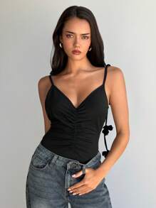 Aloruh Body negro con estampado floral 3D sin espalda