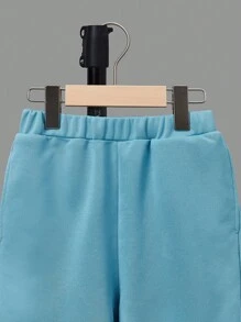 SHEIN Tween Boy Striped & Tropical Print Tee & Shorts Without Necklace